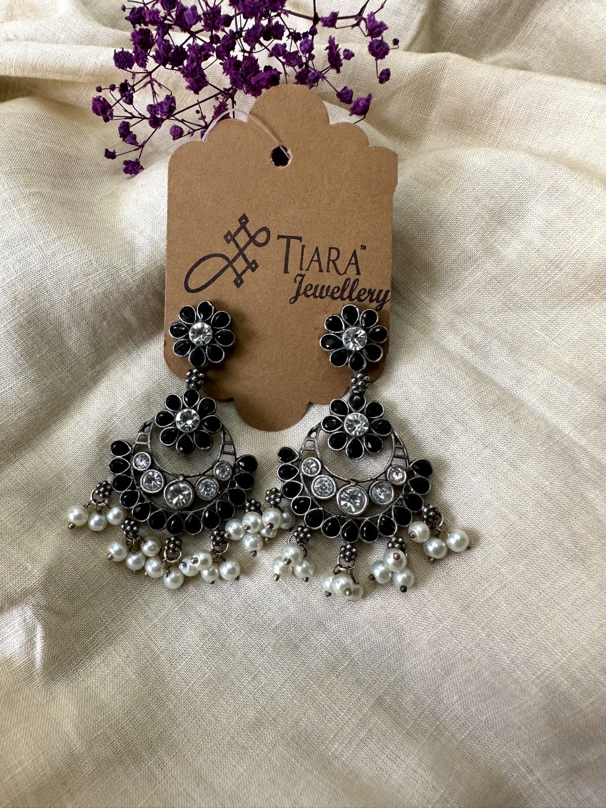 German Silver Flower  Earrings In Sale For Women & Girls