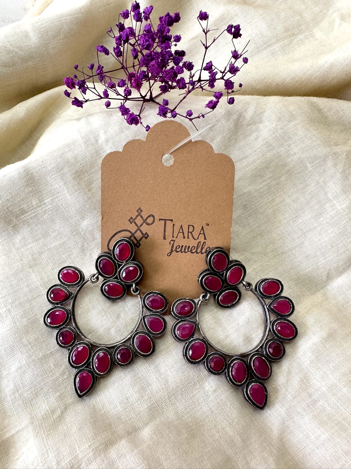 German Silver Red Stone earrings in sale for women & Girls