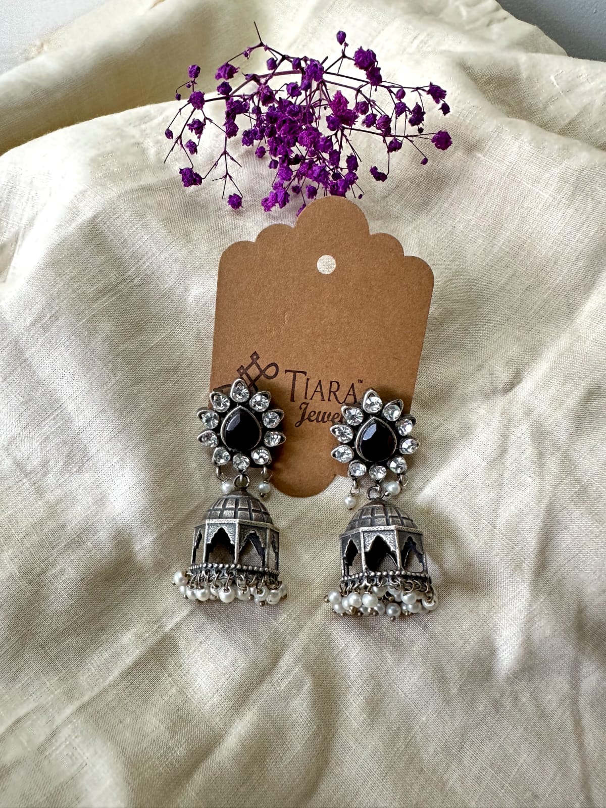 German Silver Temple-inspired earrings in sale for women & Girls