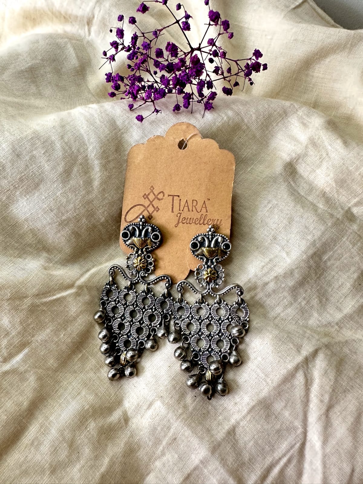 German Silver Antique Tribal Jali Design Work Earrings In Sale For Women & Girls