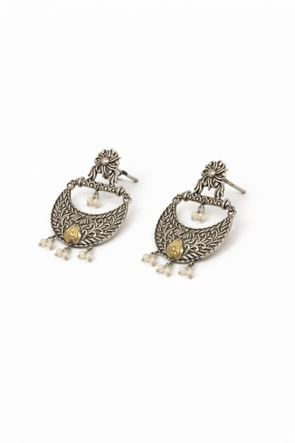 Metal Dangler Two-tone Earrings -490