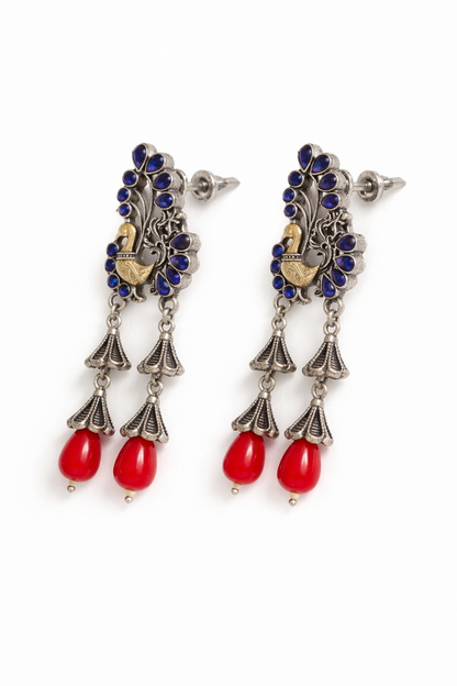 Metal Blue peacock Dangler Earrings-483