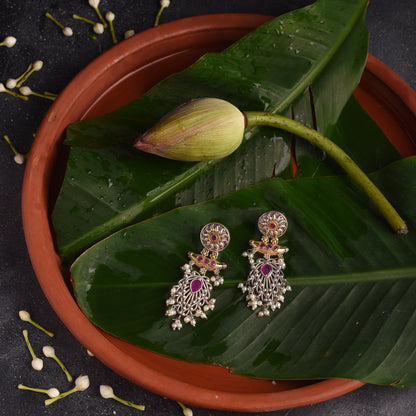 Ethnic German silver Earrings with Pearls by Tiaratrendz