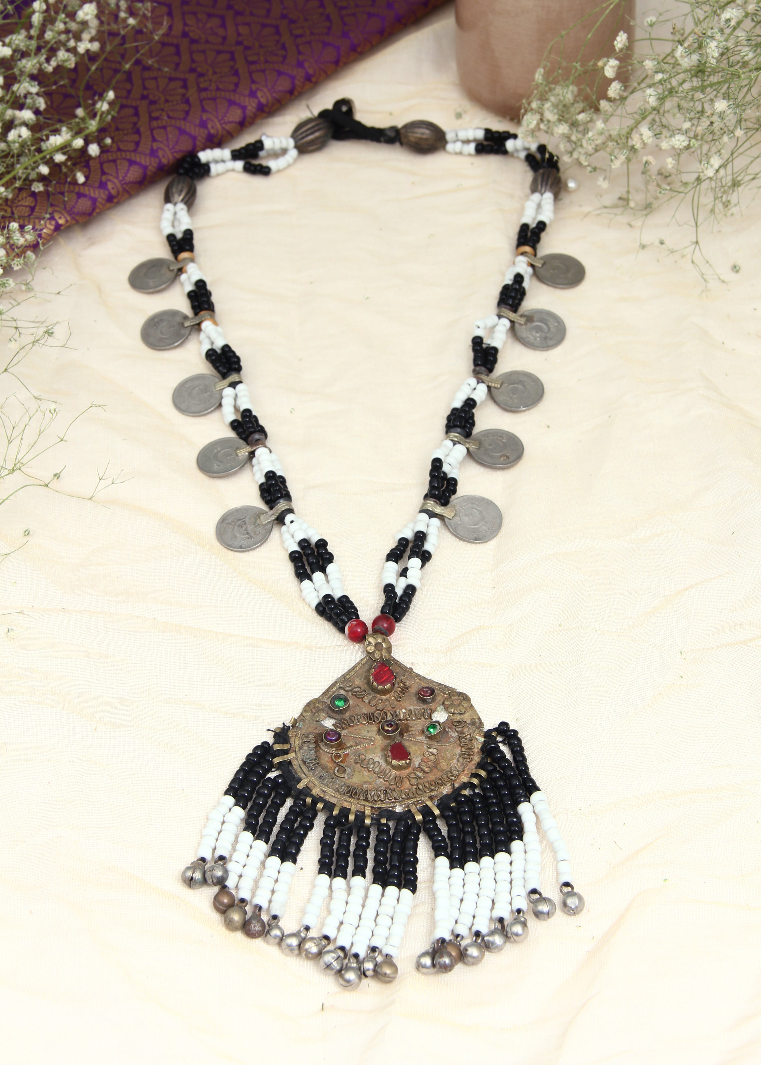 Real Afghani Pendent with beaded chain
