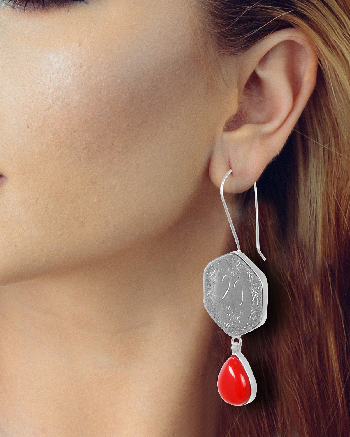 Vintage 20 Paisa Coin Collection Earrings