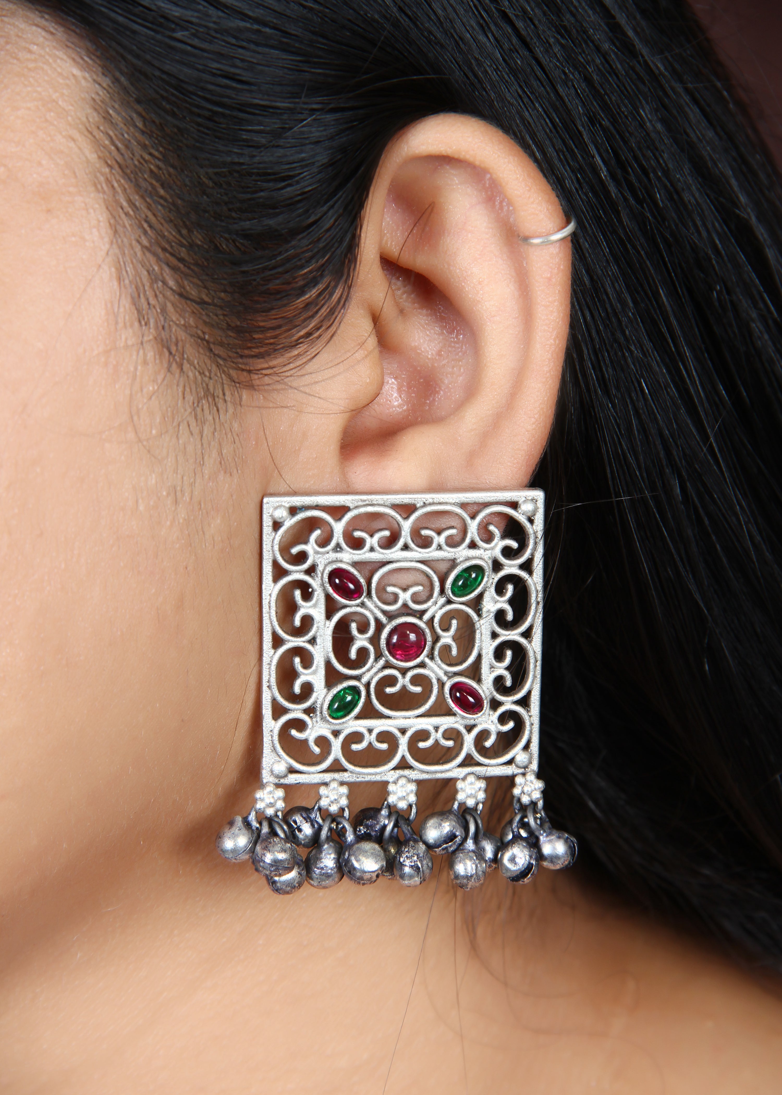 Buy Shaya by CaratLane Feeling Suhino Oxidised Multi-Color Earrings In 925  Silver online